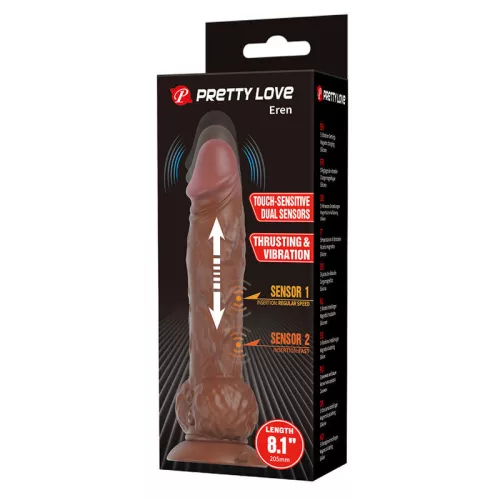 Pretty Love Dildó lökő vibrációs dildó - barna, 20,5cm