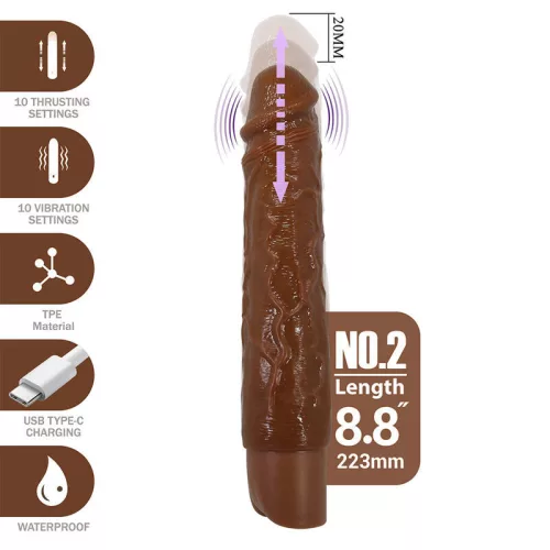 Pretty Love Vibráló dildo Lökő funkció 22 cm barna