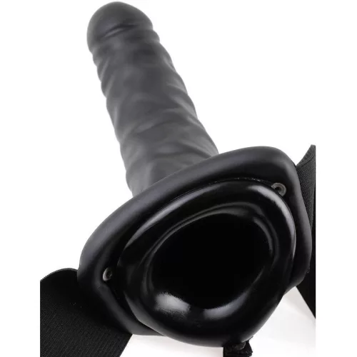Fetish Fantasy – 19 cm-es vibráló üreges strapon – fekete