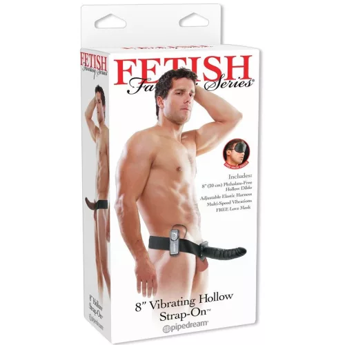 Fetish Fantasy – 19 cm-es vibráló üreges strapon – fekete
