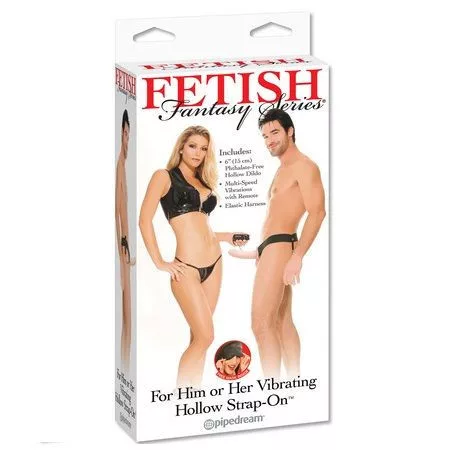 Fetish Fantasy – üreges vibrátor harnesz pároknak, 14 cm