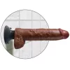 KING COCK - 25,5 cm vibráló pénisz golyókkal, barna