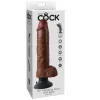 KING COCK - 25,5 cm vibráló pénisz golyókkal, barna